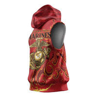 Montford Point Marines Sleeveless Hoodie Flame Fire Military Red Camo
