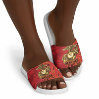 Montford Point Marines Slide Sandals Flame Fire Military Red Camo