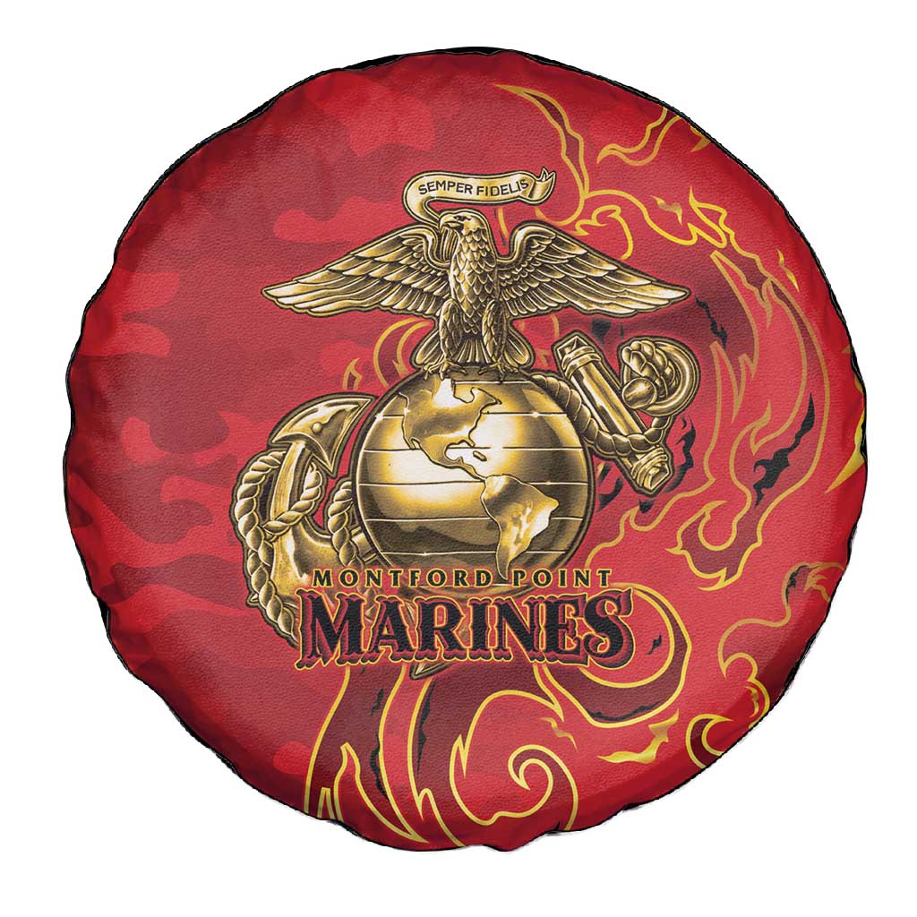 Montford Point Marines Spare Tire Cover Flame Fire Military Red Camo