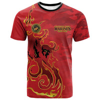 Montford Point Marines T shirt Flame Fire Military Red Camo