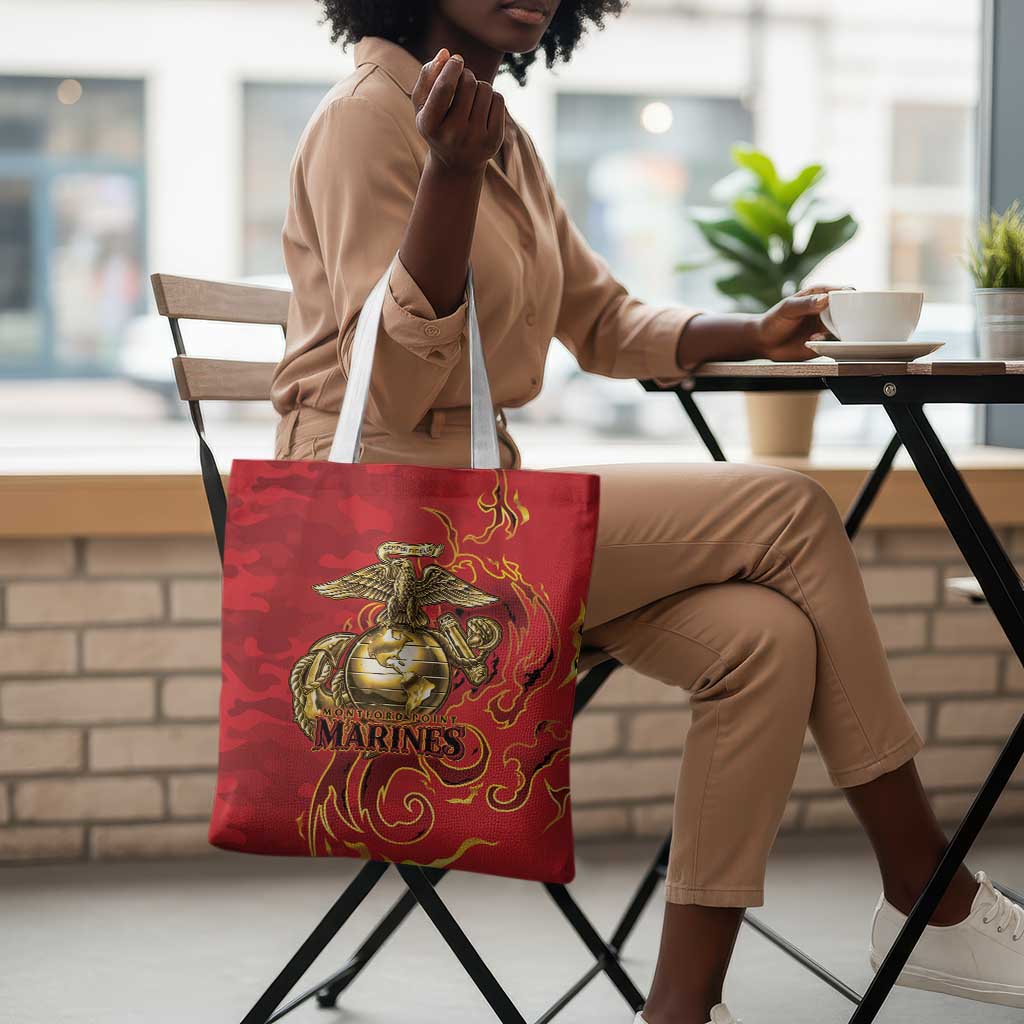 Montford Point Marines Tote Bag Flame Fire Military Red Camo