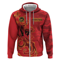 Montford Point Marines Zip Hoodie Flame Fire Military Red Camo