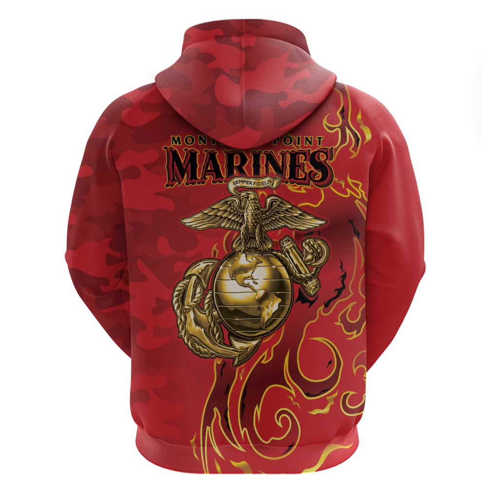 Montford Point Marines Zip Hoodie Flame Fire Military Red Camo
