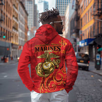 Montford Point Marines Zip Hoodie Flame Fire Military Red Camo