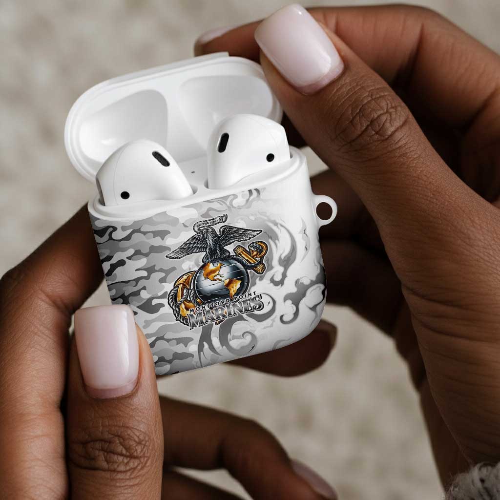 Montford Point Marines AirPods Case Flame Fire Military White Camo