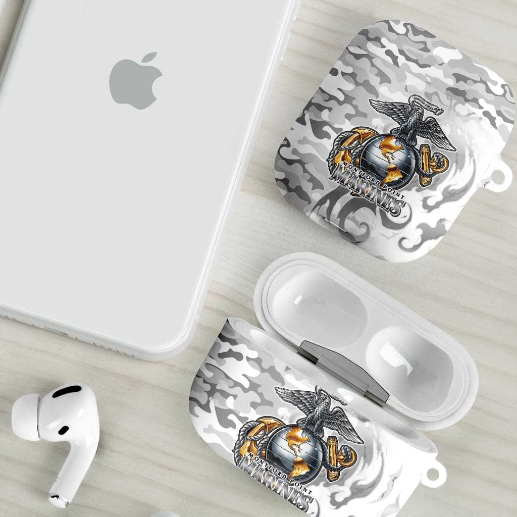 Montford Point Marines AirPods Case Flame Fire Military White Camo