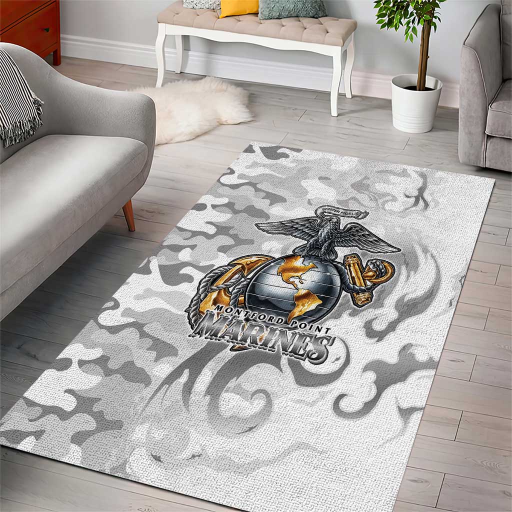 Montford Point Marines Area Rug Flame Fire Military White Camo