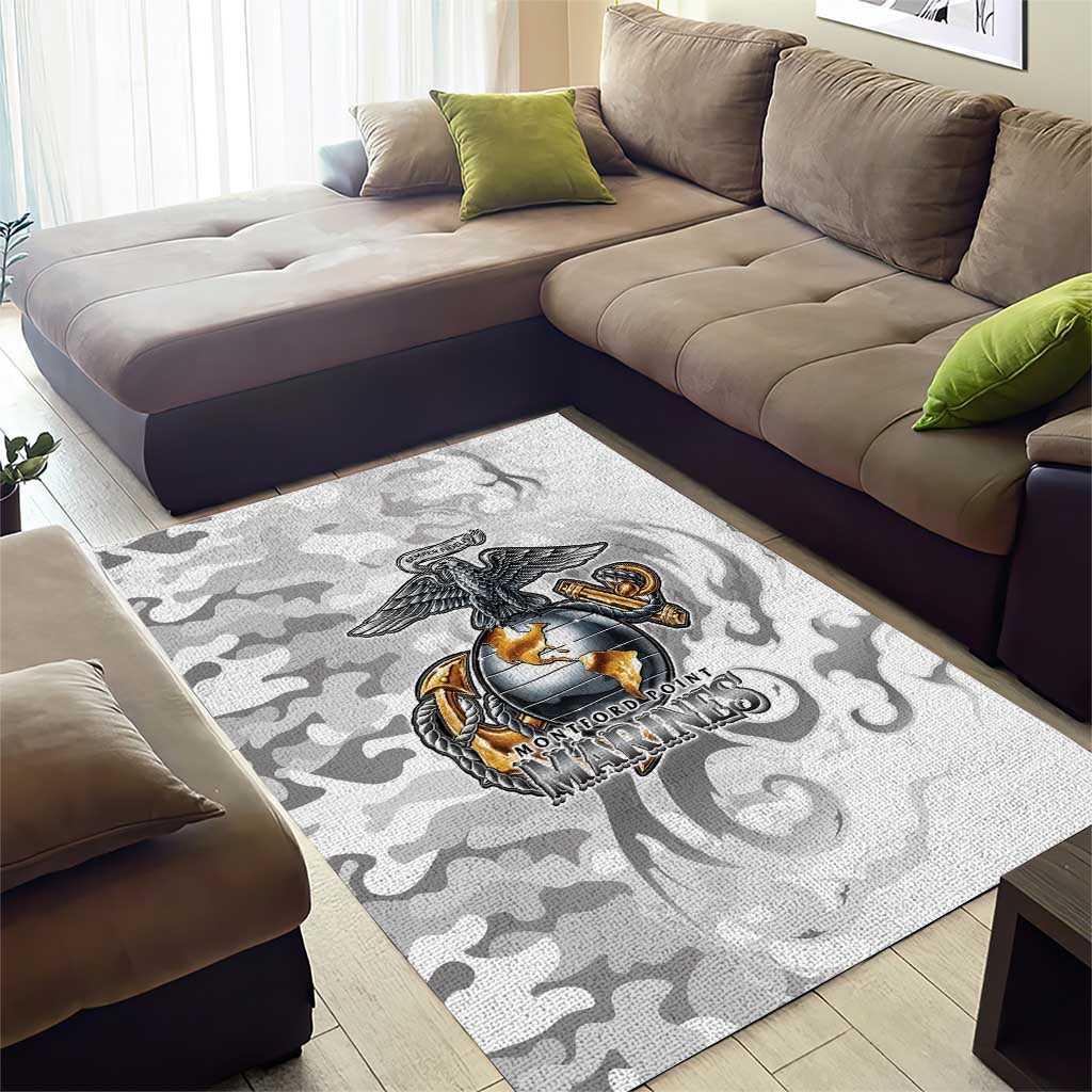 Montford Point Marines Area Rug Flame Fire Military White Camo