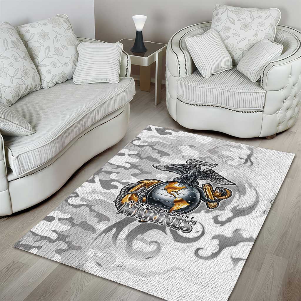 Montford Point Marines Area Rug Flame Fire Military White Camo