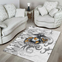 Montford Point Marines Area Rug Flame Fire Military White Camo