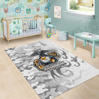 Montford Point Marines Area Rug Flame Fire Military White Camo