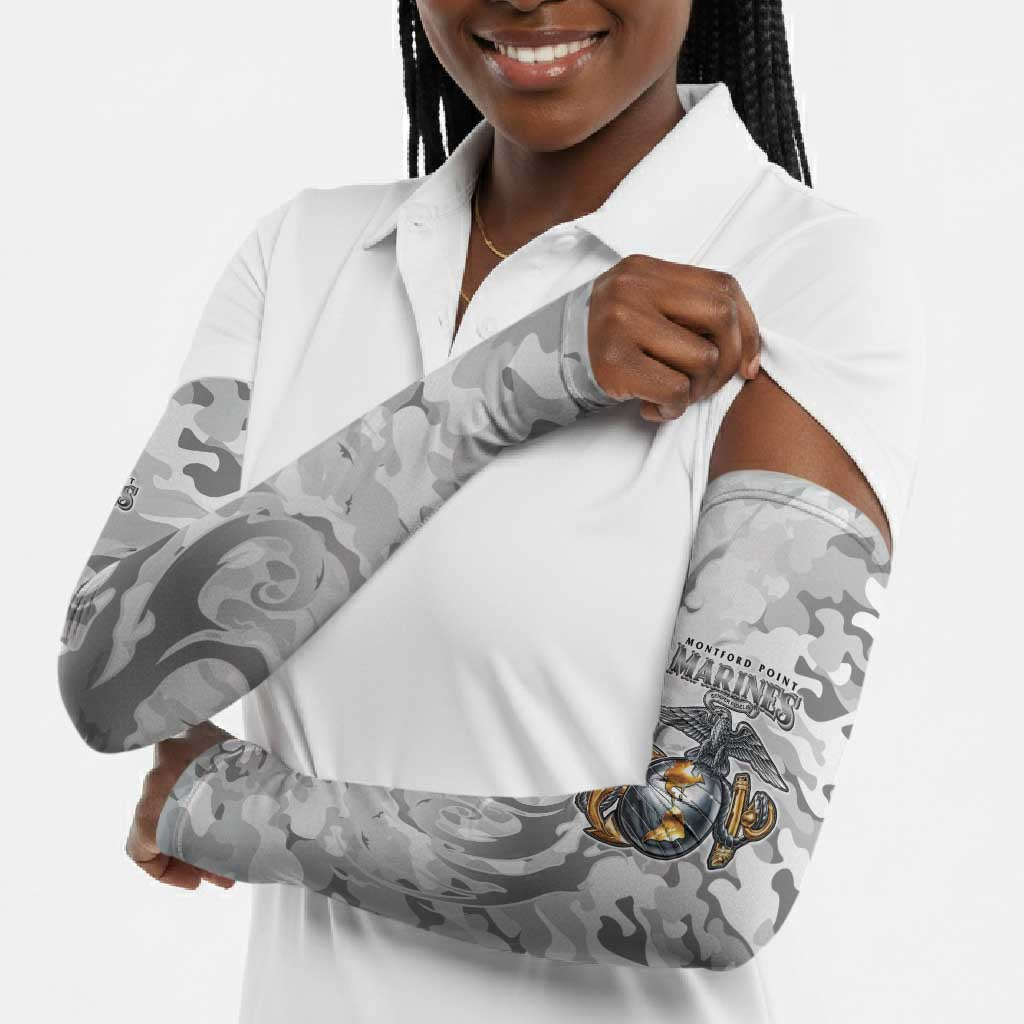 Montford Point Marines Arm Sleeves Flame Fire Military White Camo