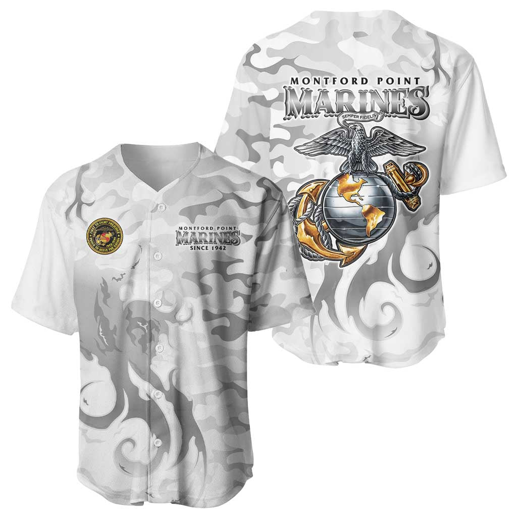 Montford Point Marines Baseball Jersey Flame Fire Military White Camo