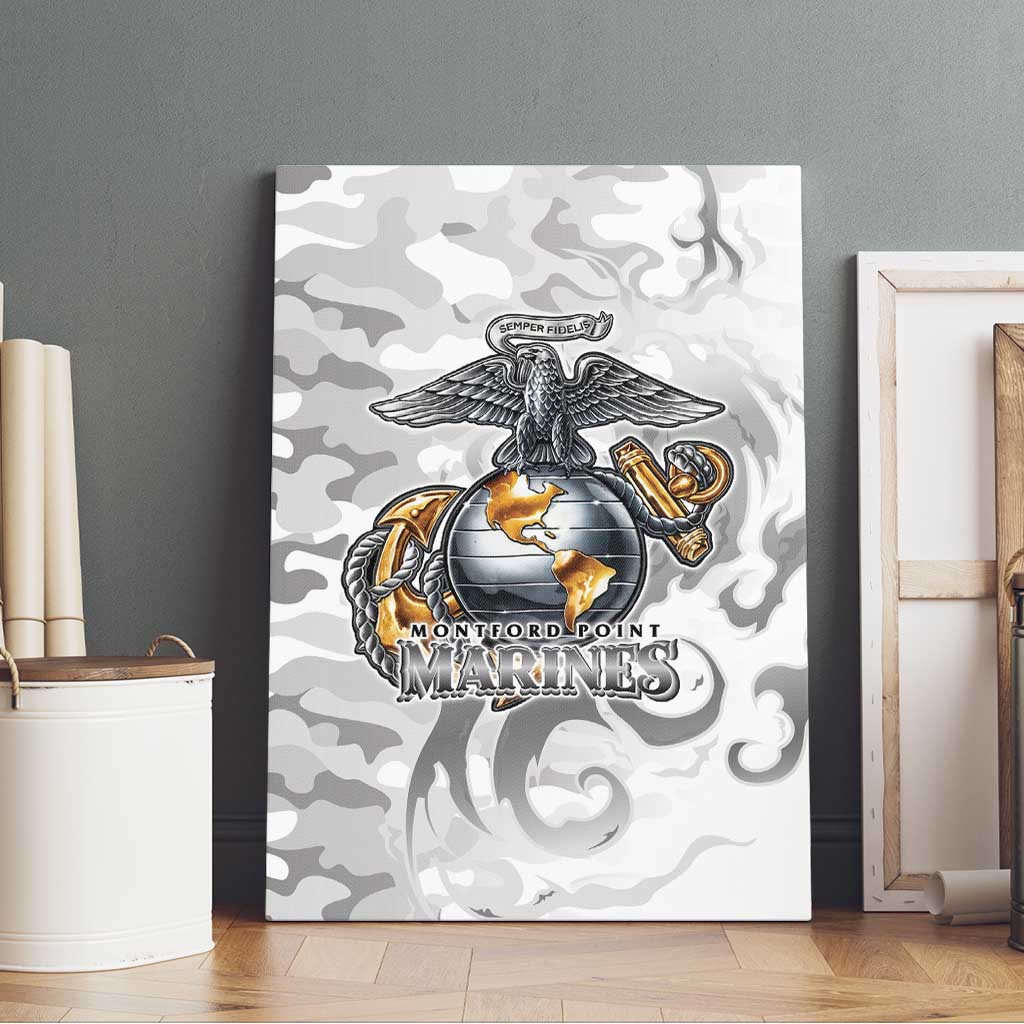 Montford Point Marines Canvas Wall Art Flame Fire Military White Camo