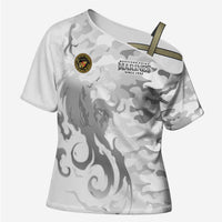 Montford Point Marines Cross Shoulder Shirt Flame Fire Military White Camo