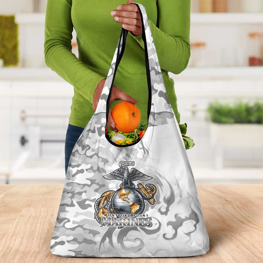 Montford Point Marines Grocery Bag Flame Fire Military White Camo