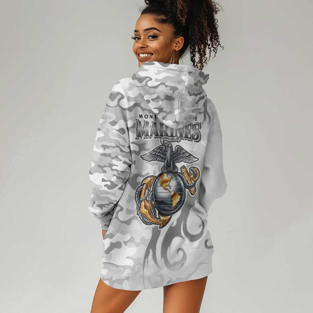 Montford Point Marines Hoodie Dress Flame Fire Military White Camo