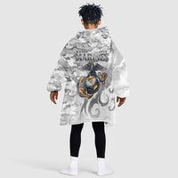 Montford Point Marines Kid Wearable Blanket Hoodie Flame Fire Military White Camo