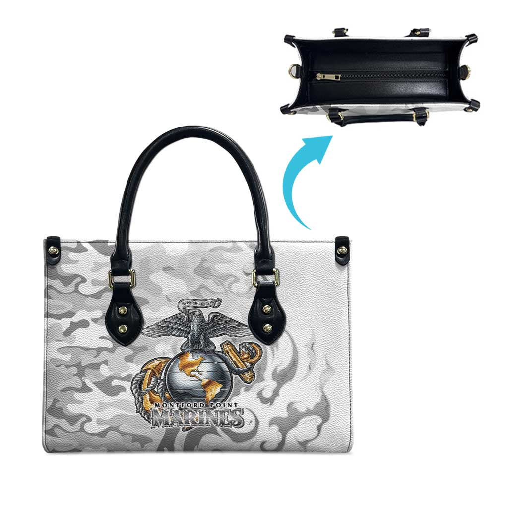 Montford Point Marines Leather Bag Flame Fire Military White Camo