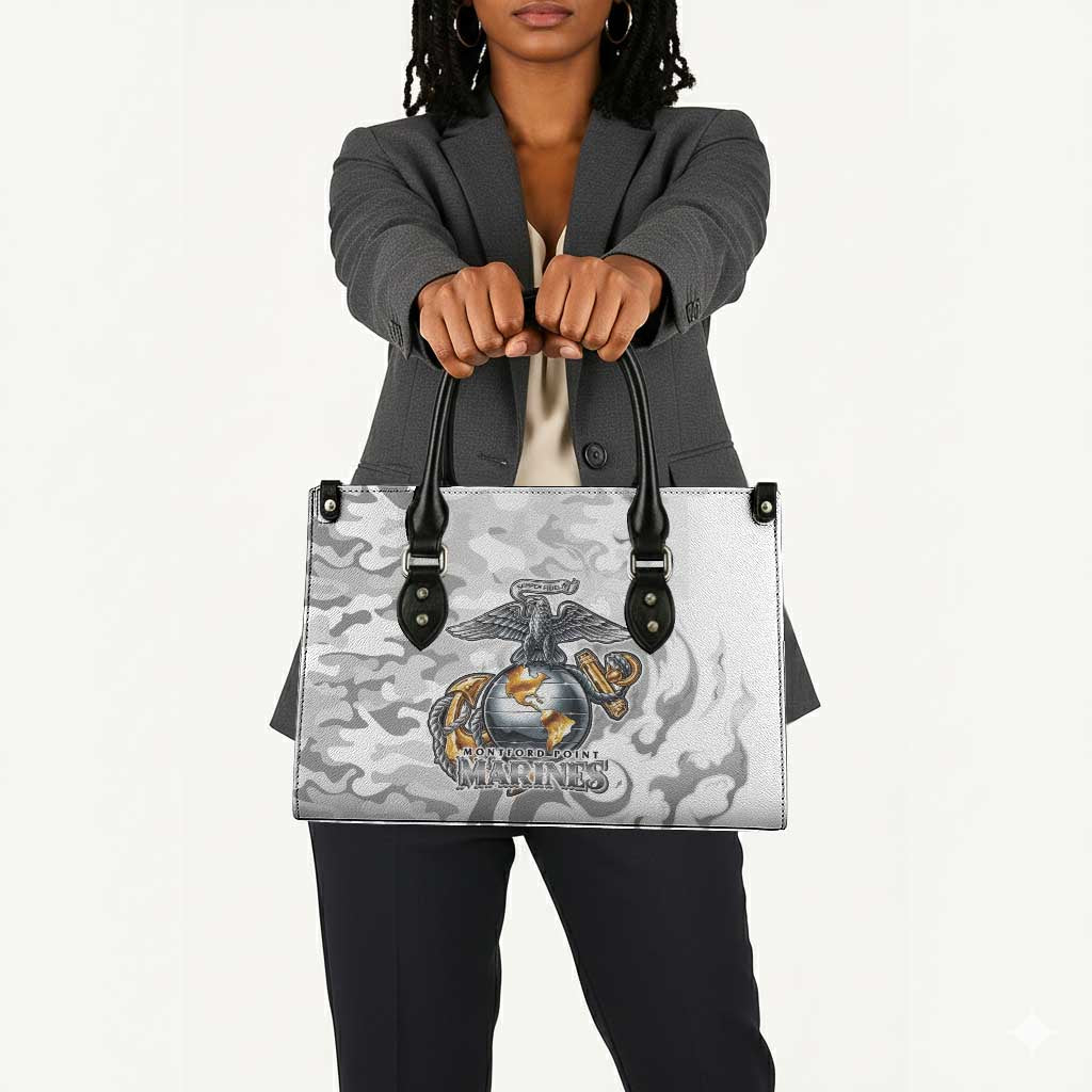 Montford Point Marines Leather Bag Flame Fire Military White Camo
