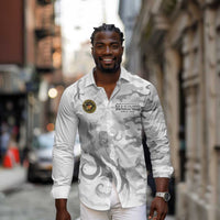 Montford Point Marines Long Sleeve Button Shirt Flame Fire Military White Camo