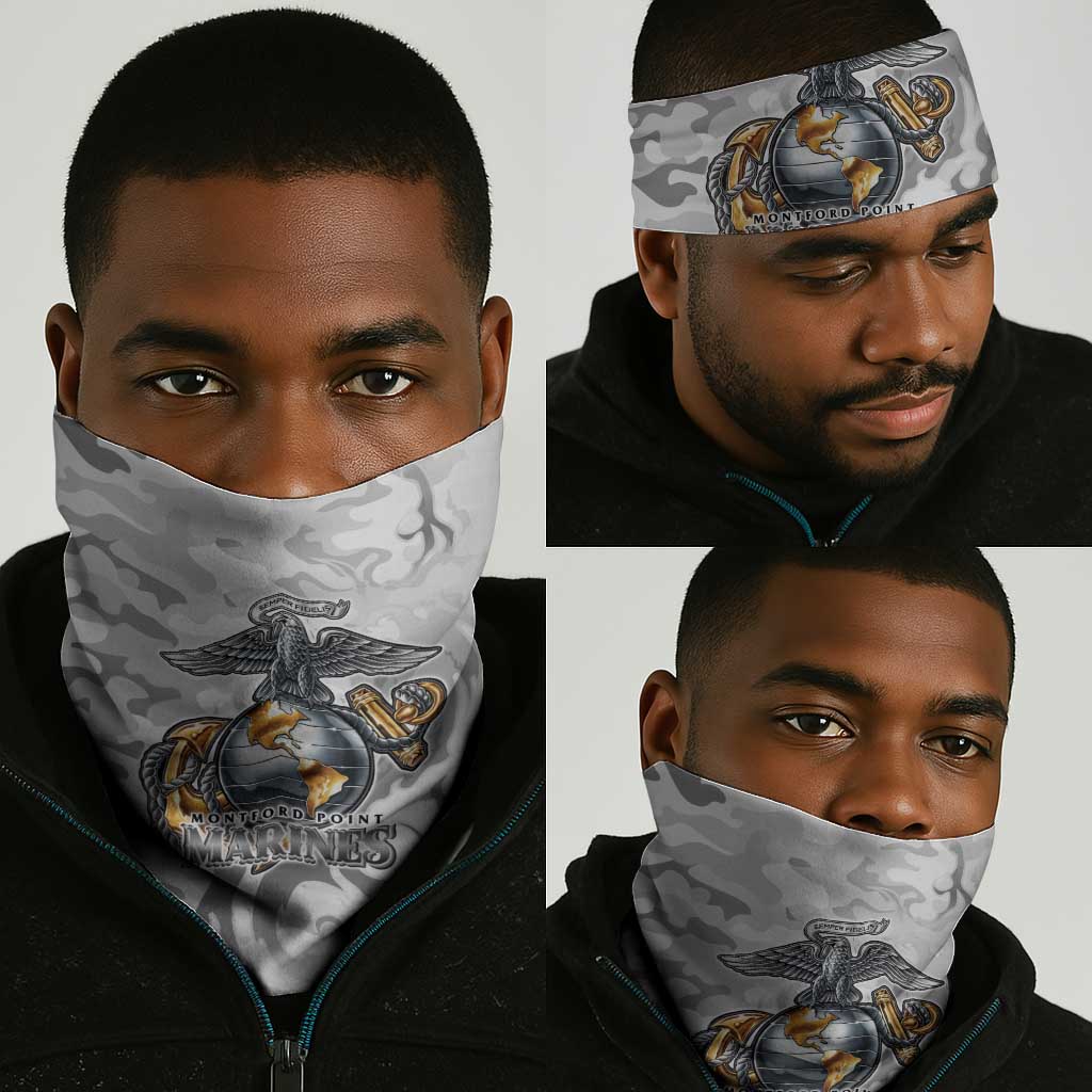 Montford Point Marines Neck Gaiter Flame Fire Military White Camo