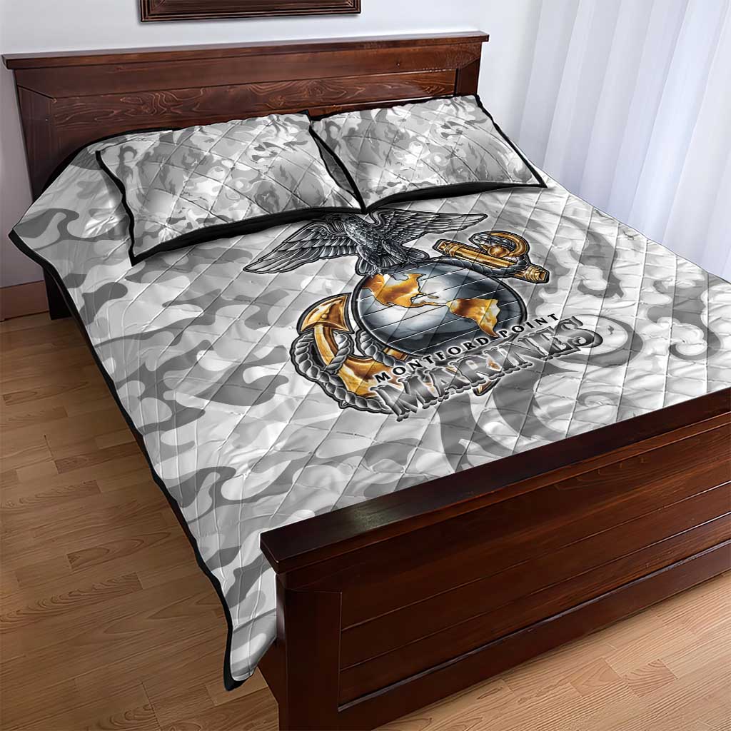 Montford Point Marines Quilt Bed Set Flame Fire Military White Camo