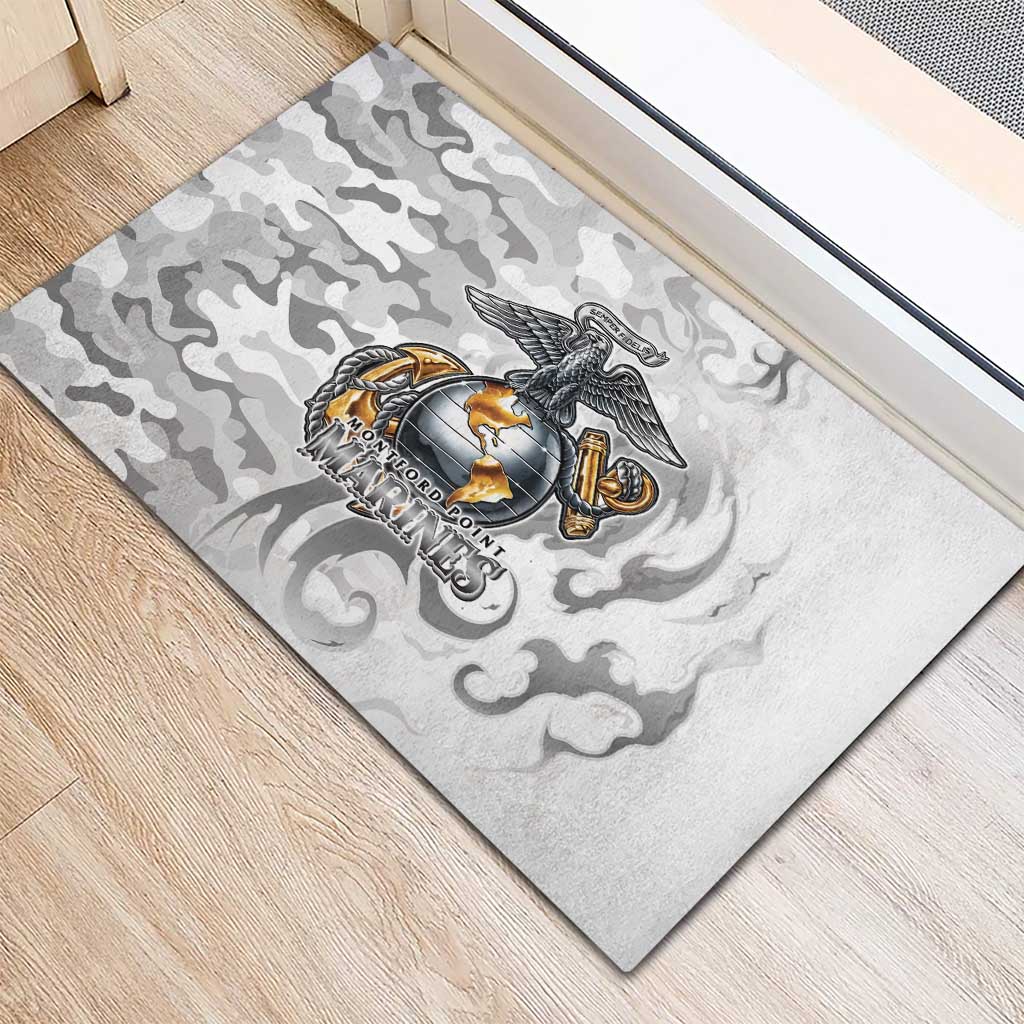 Montford Point Marines Rubber Doormat Flame Fire Military White Camo