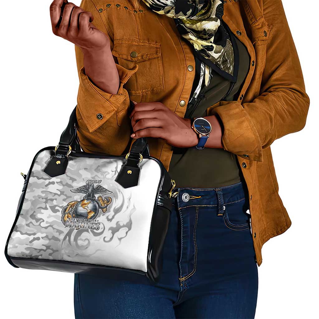 Montford Point Marines Shoulder Handbag Flame Fire Military White Camo