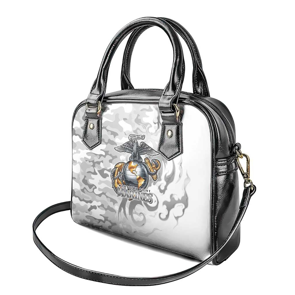 Montford Point Marines Shoulder Handbag Flame Fire Military White Camo