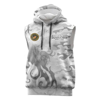 Montford Point Marines Sleeveless Hoodie Flame Fire Military White Camo