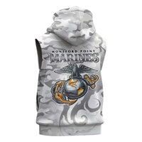 Montford Point Marines Sleeveless Hoodie Flame Fire Military White Camo