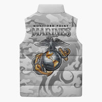 Montford Point Marines Sleeveless Puffer Jacket Flame Fire Military White Camo