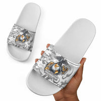 Montford Point Marines Slide Sandals Flame Fire Military White Camo
