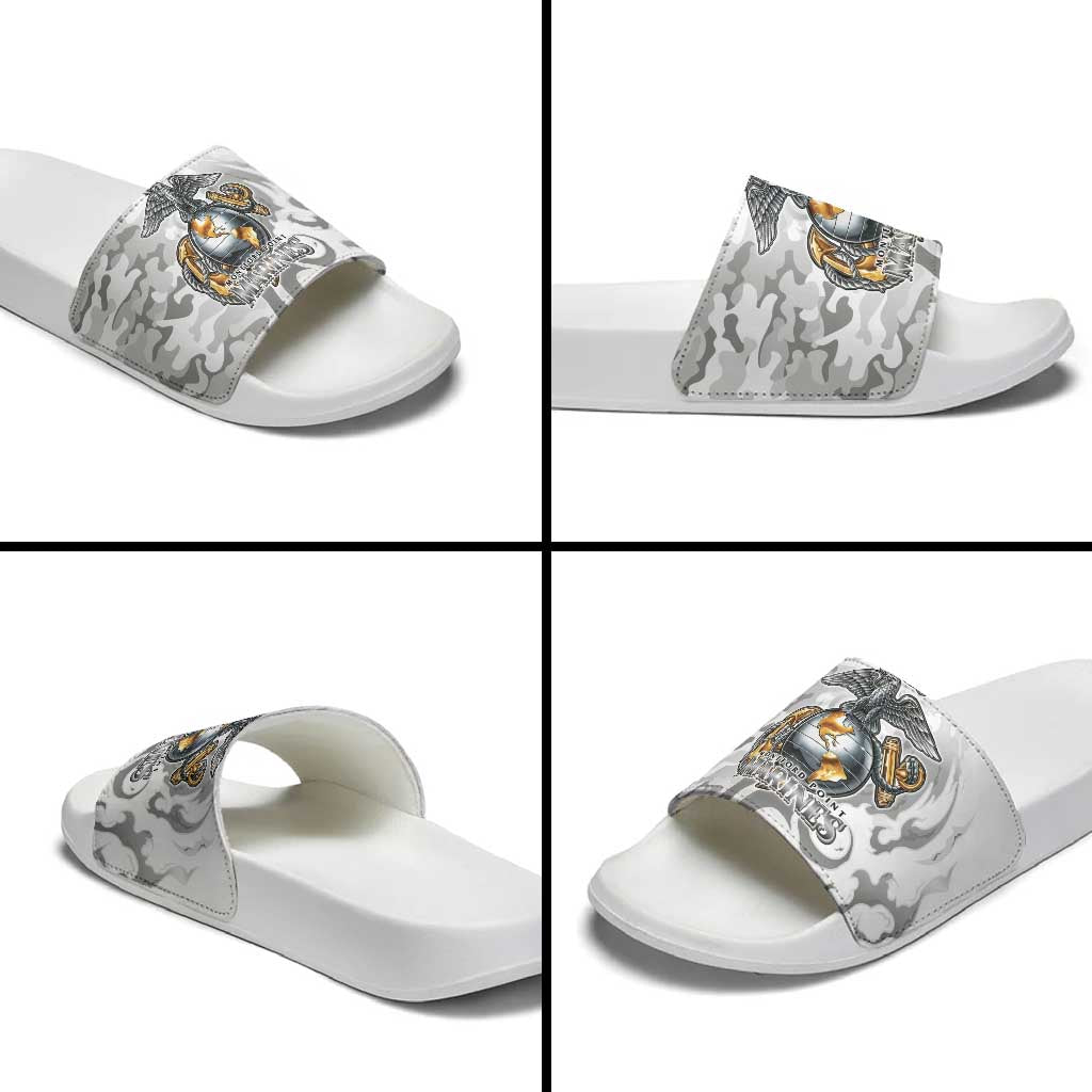 Montford Point Marines Slide Sandals Flame Fire Military White Camo