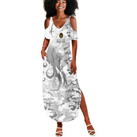 Montford Point Marines Summer Maxi Dress Flame Fire Military White Camo