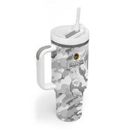 Montford Point Marines Tumbler With Handle Flame Fire Military White Camo