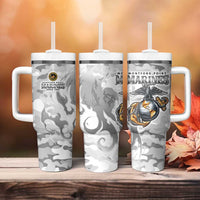 Montford Point Marines Tumbler With Handle Flame Fire Military White Camo