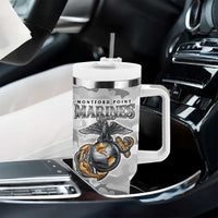Montford Point Marines Tumbler With Handle Flame Fire Military White Camo