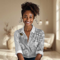 Montford Point Marines Women Casual Shirt Flame Fire Military White Camo