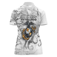Montford Point Marines Women Polo Shirt Flame Fire Military White Camo