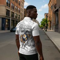 Montford Point Marines Zipper Polo Shirt Flame Fire Military White Camo