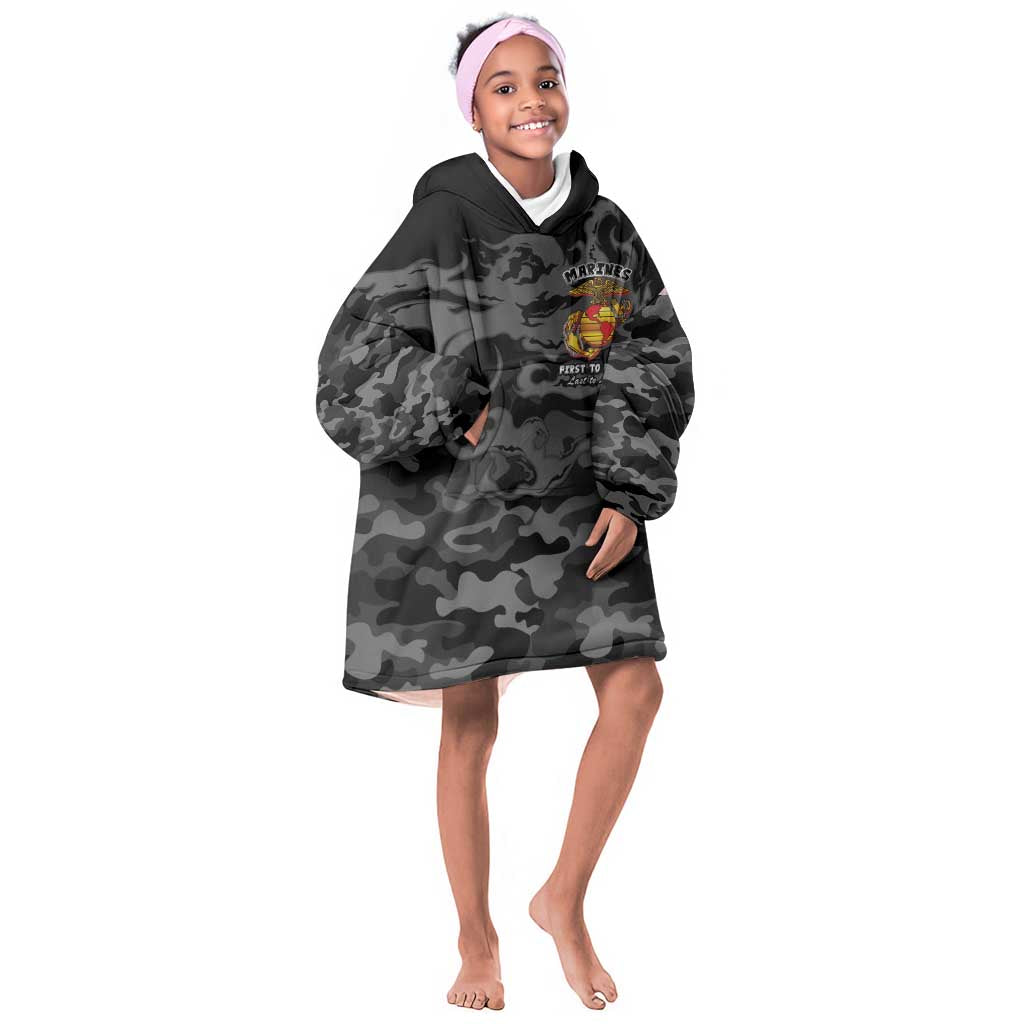 Montford Point Marines Kid Wearable Blanket Hoodie First To Fight Last to Leave