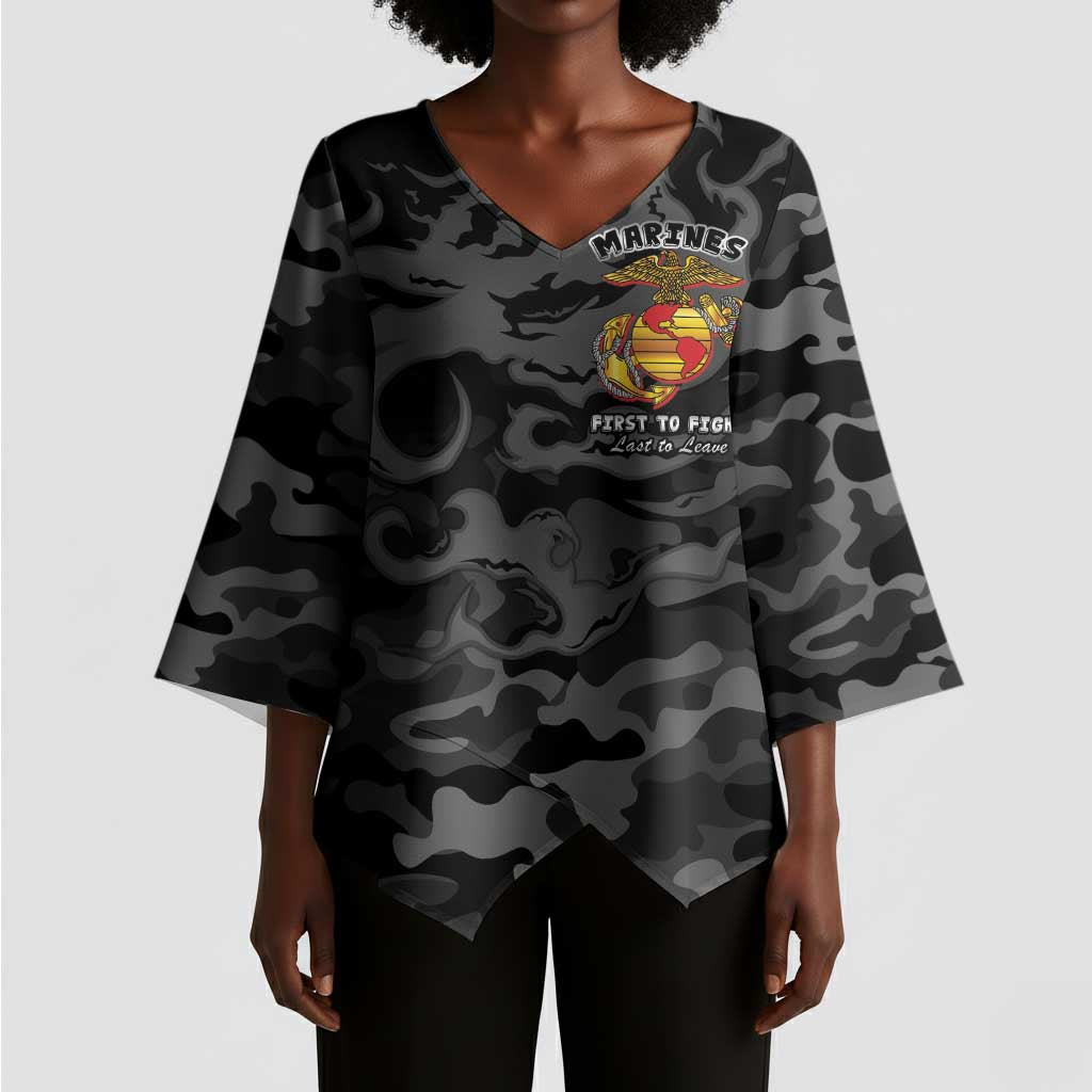 Montford Point Marines Kimono Sleeve Blouse First To Fight Last to Leave
