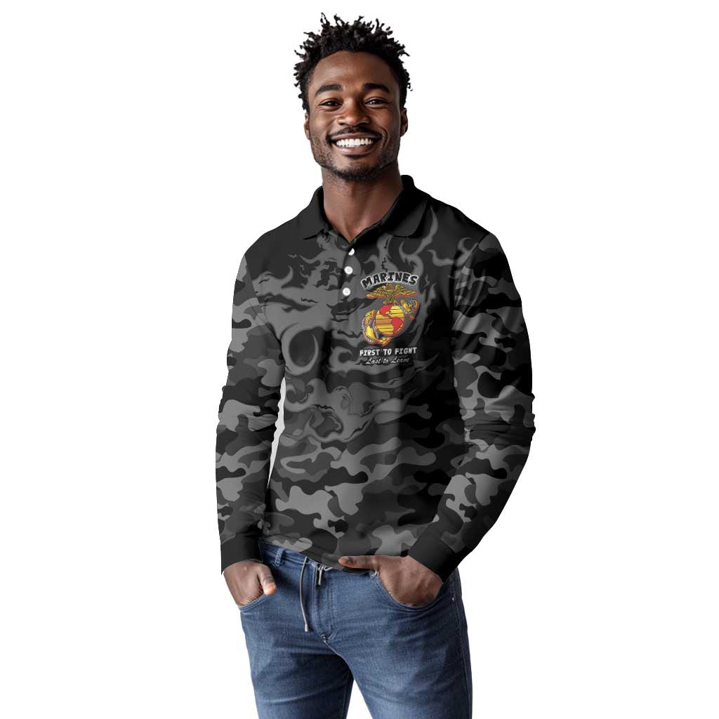 Montford Point Marines Long Sleeve Polo Shirt First To Fight Last to Leave