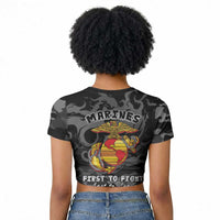 Montford Point Marines Raglan Cropped T shirt First To Fight Last to Leave