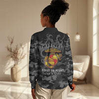 Montford Point Marines Women Casual Shirt First To Fight Last to Leave