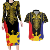 Afro Pinoy Blackapino Half Black Filipino Couples Matching Long Sleeve Bodycon Dress and Hawaiian Shirt