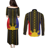Afro Pinoy Blackapino Half Black Filipino Couples Matching Puletasi and Long Sleeve Button Shirt