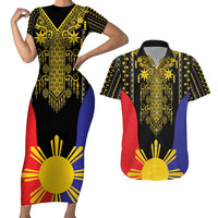 Afro Pinoy Blackapino Half Black Filipino Couples Matching Short Sleeve Bodycon Dress and Hawaiian Shirt